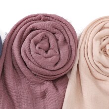 3-delige set zachte, geplooide effen chiffon moslim hijab sjaal voor dames, dagelijkse hoofddoek, abaya hijab