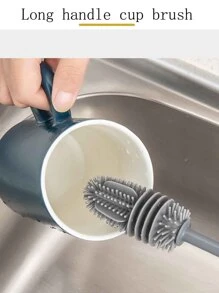 1入組熱塑性橡膠柔軟的刷帶長手柄適用於清潔杯子,瓶子, - 灰色 - 查看 1