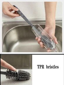 1入組熱塑性橡膠柔軟的刷帶長手柄適用於清潔杯子,瓶子, - 灰色 - 查看 5