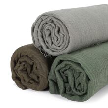 3pcs/Set Pleated Soft Chiffon Solid Color Muslim Headscarf For Women, Everyday Head Wrap Hijab Abaya - Army Green - View 8