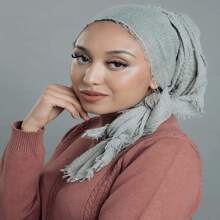 3pcs/Set Pleated Soft Chiffon Solid Color Muslim Headscarf For Women, Everyday Head Wrap Hijab Abaya - Army Green - View 2