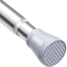 1 thanh lò xo co giãn có thể thu vào dùng cho rèm tắm, rèm cửa sổ, rèm cửa không cần khoan, trang trí phòng tắm tại nhà, trang trí mùa thu, phụ kiện phòng tắm, trở lại trường học - Bạc - Xem 2