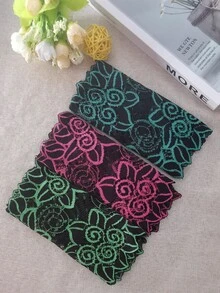 140cm/1pc Green Stretch Lace Trim, Clothing Accessories, Decorative Garment Fabric - Dark Green - View 9