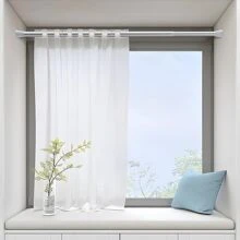 1 thanh lò xo co giãn có thể thu vào dùng cho rèm tắm, rèm cửa sổ, rèm cửa không cần khoan, trang trí phòng tắm tại nhà, trang trí mùa thu, phụ kiện phòng tắm, trở lại trường học - Bạc - Xem 9