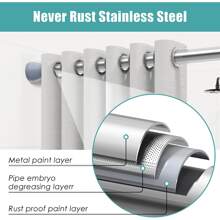 1 thanh lò xo co giãn có thể thu vào dùng cho rèm tắm, rèm cửa sổ, rèm cửa không cần khoan, trang trí phòng tắm tại nhà, trang trí mùa thu, phụ kiện phòng tắm, trở lại trường học - Bạc - Xem 6