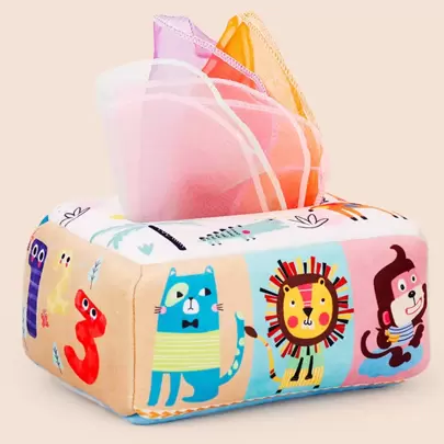 1 caja 13 piezas Juguete de papel arrugado para bebés, caja de pañuelos de papel suave y arrugado, regalo de aprendizaje temprano para Navidad