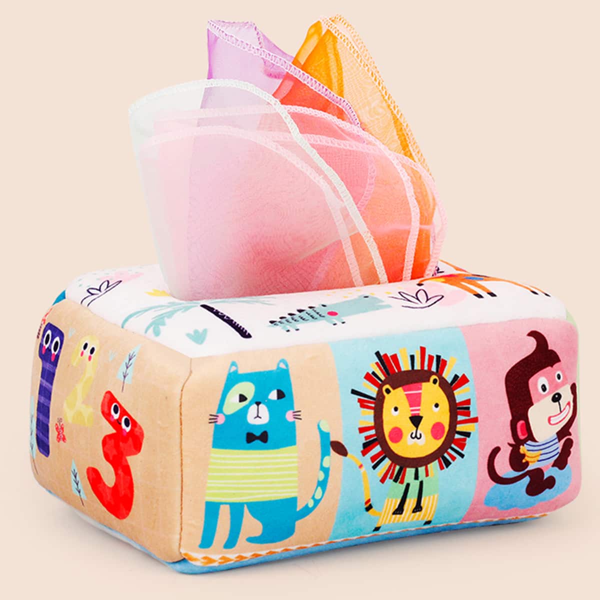 1 盒 13 件婴儿皱纸玩具，柔软皱纸纸巾盒，早教圣诞礼物 - 卡其色 - 查看 1