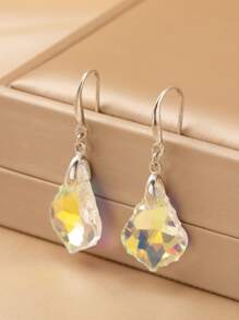 1雙時尚水晶般吊墜耳環適合女士,多用途設計帶藍晶和楓葉吊墜細節,簡約風和受歡迎耳朵掛鉤,每天首飾類和生日禮物