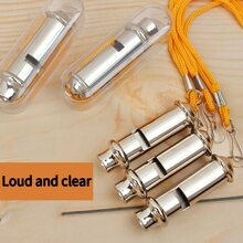 3个裁判哨，金属哨，不锈钢运动哨，带挂绳 - 銀色 - 查看 3