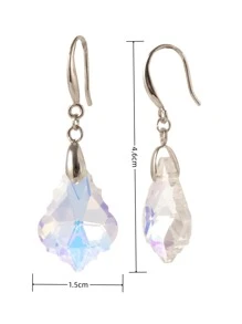 1雙時尚水晶般吊墜耳環適合女士,多用途設計帶藍晶和楓葉吊墜細節,簡約風和受歡迎耳朵掛鉤,每天首飾類和生日禮物