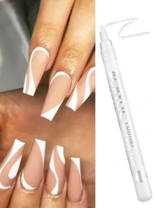 Gel & Acrylic Nail Art Pens Set - Golden Silvery Black White DIY Drawing Marker For Dotting, Lining & Graffiti On Nails, Includes Highlighter & Outline Tools For Salon Or Home Manicure, Precision Painting Supplies 4pcs - Multicolor - View 4