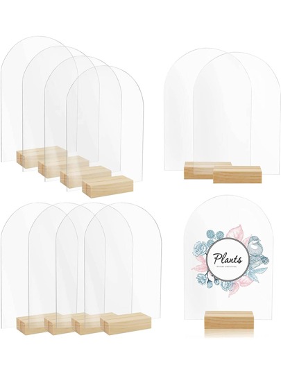 20PCS/10 Set Transparent Arch Acrylic Card With Base, Wedding Party Guest List Seat Card, Blank Seat Logo Hexagonal Acrylic Board, Suitable For Weddings, Banquets, Parties, Offices