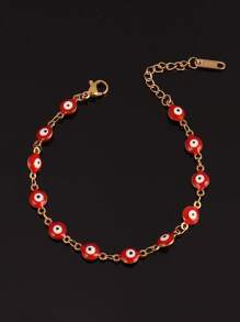 Stainless Steel Enamel Turkish Evil Eye Bracelet, Colorful Evil Eye Pendant Bracelet For Women, Jewelry Gift - Red - View 4