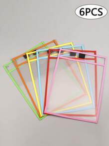 1/2/4/6 件可重复使用干擦口袋、超大尺寸书写和擦拭口袋、透明塑料薄膜保护套、教师学校教室用品返校、返校、学校用品 - 彩色 - 查看 8