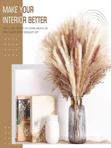 15 PCS Faux Pampas Grass, 18" Short Artificial Pompous Grass Floral Fake Pompas Grass Branches Vase Filler Flower Arrangement For Home Wedding Boho Decor, Fall Decor,Autumn - Multicolor - View 4