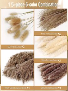 15 PCS Faux Pampas Grass, 18" Short Artificial Pompous Grass Floral Fake Pompas Grass Branches Vase Filler Flower Arrangement For Home Wedding Boho Decor, Fall Decor,Autumn - Multicolor - View 6