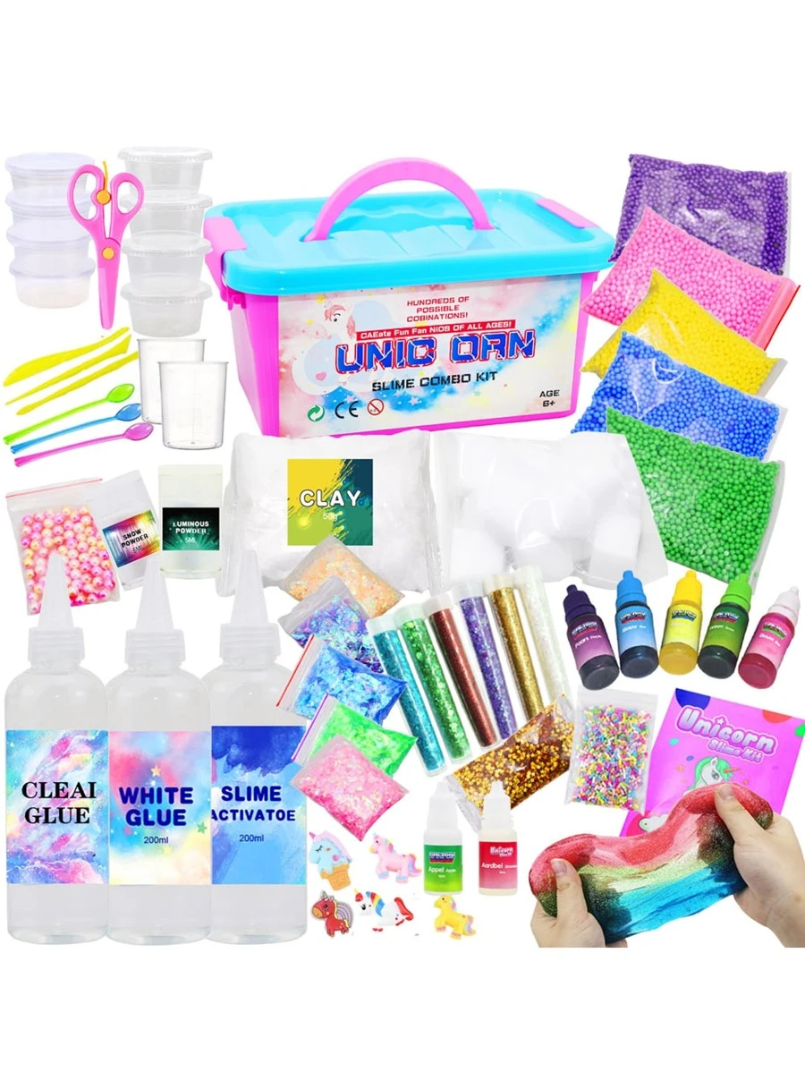 1 套 Diy 膠水史萊姆套裝收納盒自製益智減壓玩具變色史萊姆套裝,含使用說明,適合 5 歲以上兒童元旦、過年、春節和返校禮物。 - 彩色 - 查看 1