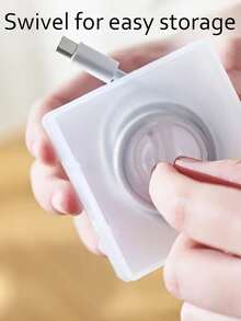 1 Caja Transparente Para El Almacenamiento De Un Único Cable De Datos De Escritorio, Caja De Almacenamiento De Cable De Datos Cuadrada Y Extensible Con Rotación - transparente - Ver 3