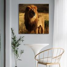 Wall Canvas Animal Painting, Wall Painting Art Decor Prints Picture of Lion Standing On A Mountain Framed Stretched Printed on Canvas for Home Living Room Bedroom Office - nghệ thuật01 - Xem 3