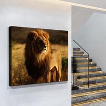 Wall Canvas Animal Painting, Wall Painting Art Decor Prints Picture of Lion Standing On A Mountain Framed Stretched Printed on Canvas for Home Living Room Bedroom Office - nghệ thuật01 - Xem 2