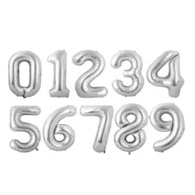 1 件 32/16 英寸银色金属箔数字气球派对装饰，圣诞节 - 銀色 - 查看 4