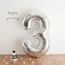 1 件 32/16 英寸银色金属箔数字气球派对装饰，圣诞节 - 銀色 - 查看 3