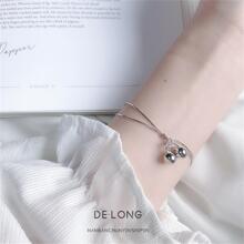 OMID 1件S925纯银材质时尚铃铛双层手链，个性化手饰，适合女性日常佩戴