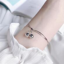 OMID 1件S925纯银材质时尚铃铛双层手链，个性化手饰，适合女性日常佩戴