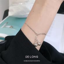 OMID 1件S925纯银材质时尚铃铛双层手链，个性化手饰，适合女性日常佩戴