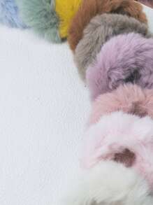 1 件装 绒球发带 毛绒绒发圈 毛茸茸发带 仿兔毛 蓬松弹性发圈 马尾辫发夹 女童 女士 返校发饰