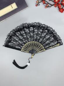 1 chiếc quạt gấp cầm tay họa tiết hoa ren cổ điển trơn, thích hợp cho mùa xuân/hè, tiệc hóa trang (màu vòng treo ngẫu nhiên) ngày lễ tình nhân ngày lễ tình nhân - màu đen - Xem 9