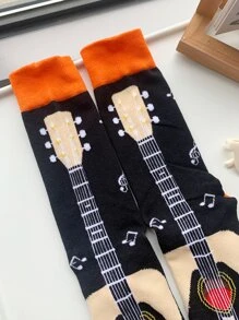 1 đôi Nam Kích thước lớn Dệt hoa Vớ giữa bắp chân Với Hoạt hình To lớn Đàn ghi ta Mẫu Đối với Âm nhạc Người yêu , Creative Qủa tặng - Nhiều màu - Xem 3