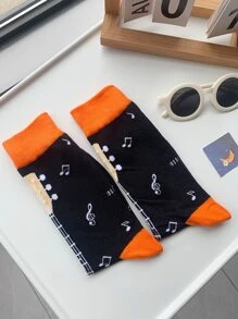1 đôi Nam Kích thước lớn Dệt hoa Vớ giữa bắp chân Với Hoạt hình To lớn Đàn ghi ta Mẫu Đối với Âm nhạc Người yêu , Creative Qủa tặng - Nhiều màu - Xem 5