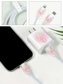 1 套 1.5 米苹果 18W/20W 通用充电线整理套装：绕线器、防弯折线缆保护套、TPU 软壳、固定带（5 件套：保护套 + 1 对翼片 + 绕线器 + 扎带） - 彩色 - 查看 3
