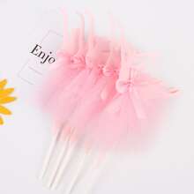 5pcs Pink Ballet Dancer Cake Toppers Ballerina Tutu Dessert Table Birthday Party Decoration Picks - Pink - View 5