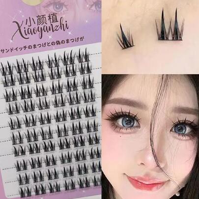 10 排自然浓密假睫毛，宽茎，易于粘贴，睫毛，睫毛，假睫毛