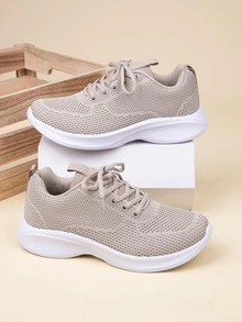 彩色針織鞋帶網紗&透氣厚爸爸鞋軟底跑步鞋 - 彩色 - 查看 3