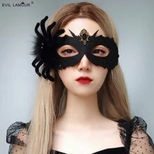 Halloween Black Spider Mask For Costume Party - Black - View 1