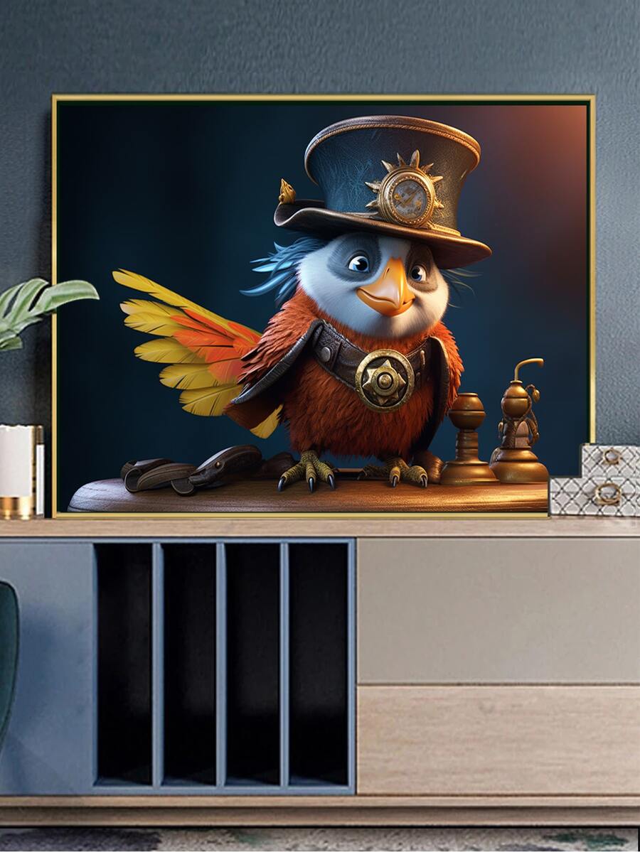 1 Pieza Pintura De Diamante Completa 5d De Búho Para Decoración De La Sala De Estar, Estudio Y Dormitorio. 40 * 30 Cm, Sin Marco. Hágalo Usted Mismo Con Herramientas De Llenado, Diamantes De Cristal, Lienzo Y Bolígrafo. - Marrón - Ver 1