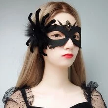 Halloween Black Spider Mask For Costume Party - Black - View 2