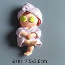 1 件装卡通女孩穿着紫色睡衣冰箱贴最佳礼物 - 紫色 - 查看 2