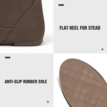 Women's Slouchy Mid Calf Boots Zip Up Flat Boots - 卡其色 - 查看 3