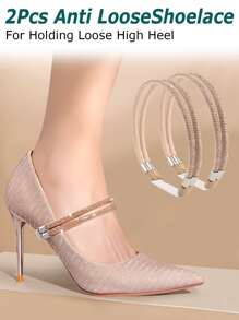 2件装高跟鞋可拆卸鞋带，适用于高跟鞋带，脚踝带，女式鞋带，防松脱鞋带配件，用于固定松动的高跟鞋 - 玫瑰金 - 查看 1