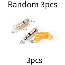 3个裁判哨，金属哨，不锈钢运动哨，带挂绳 - 銀色 - 查看 2