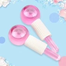 1pc Beauty Ice Roller Facial Massage Energy Ball - Pink - View 3