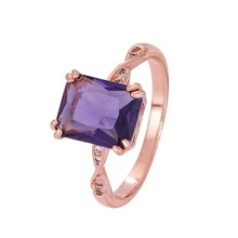 1入組黃玉紫色優雅玫瑰金女性圓環