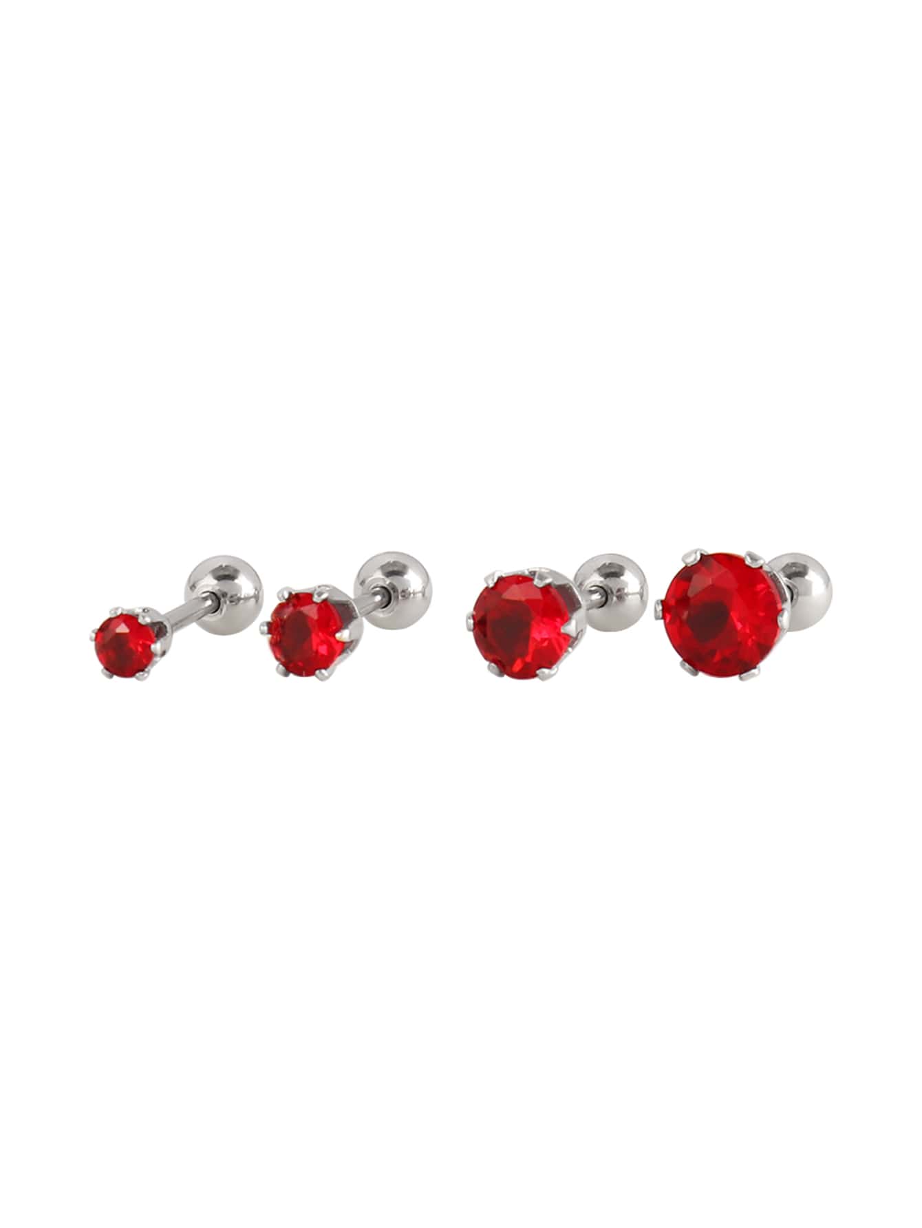 1 Đôi Khuyên Tai Đinh Tán Bằng Thép Không Gỉ, Khuyên Tai Vòng Tròn Đá Cubic Zirconia Nhiều Màu Sắc Dành Cho Nữ, Phụ Kiện Khuyên Tai, Trang Sức Nam - Bạc - Xem 1