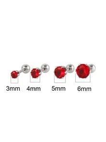 1 Đôi Khuyên Tai Đinh Tán Bằng Thép Không Gỉ, Khuyên Tai Vòng Tròn Đá Cubic Zirconia Nhiều Màu Sắc Dành Cho Nữ, Phụ Kiện Khuyên Tai, Trang Sức Nam - Bạc - Xem 2