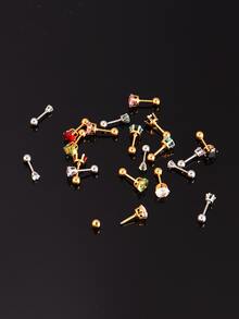 1 Đôi Khuyên Tai Đinh Tán Bằng Thép Không Gỉ, Khuyên Tai Vòng Tròn Đá Cubic Zirconia Nhiều Màu Sắc Dành Cho Nữ, Phụ Kiện Khuyên Tai, Trang Sức Nam - Bạc - Xem 9