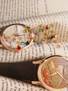 1 Đôi Khuyên Tai Đinh Tán Bằng Thép Không Gỉ, Khuyên Tai Vòng Tròn Đá Cubic Zirconia Nhiều Màu Sắc Dành Cho Nữ, Phụ Kiện Khuyên Tai, Trang Sức Nam - Bạc - Xem 7